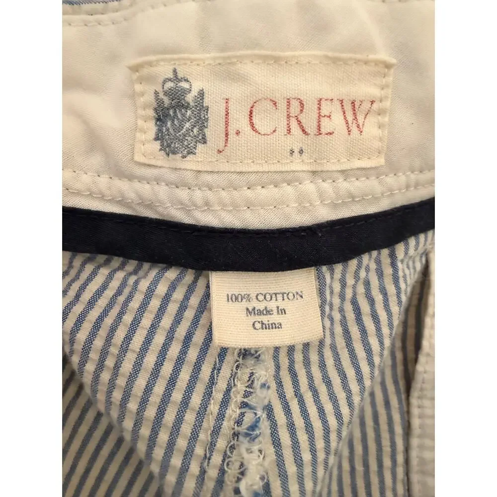 J.Crew Seersucker Shorts Blue White Stripe Cotton Size 34